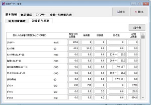 栄養給与目標量の変更受付画面